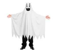DiULi Kids Ghost Costume White - Halloween Ghost Outfit for Boys - Soft Ghost Fancy Dress with Breathable Mesh Eyes & Fun Ragged Hem, Christmas &Halloween Party Outfit