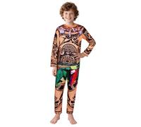 DiULi Kids Maui Costume 2 Pieces Set, Long Sleeve Shirt & Pants with Tattoo Print, Hawaiian Adventure Ocean Themed Fancy Dress for Boys Girls, Halloween Birthday Party Role Play Outfit,110CM