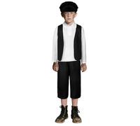 DiULi Kids Victorian Boy Costume, 4 Piece Chimney Sweep Fancy Dress Black S