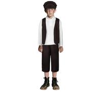 DiULi Kids Victorian Boy Costume, 4 Piece Chimney Sweep Fancy Dress Brown L