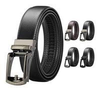 DiULi Leather Belt for Men with Laser Automatic Buckle Adjustable Belt, Ratchet Belt, Suitable for Formal Wear, Casual Pants, Jeans, Suitable for All Occasions,Black,115CM