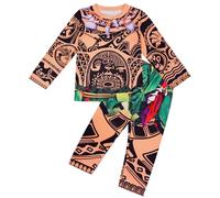 DiULi Maui Costume Kid Men Hawaiian Fancy Dress, 2 Pieces Cartoon Nightwear Set Hawaiian Costume Toddler Kids Boys Pyjamas Costumes for Kid Long Sleeve PJS Pyjamas Outfits for Boys Girls (100)