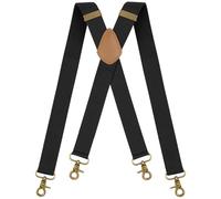 DiULi Men's 2Inch Wide Suspenders, Heavy Duty Elastic X Shape Braces with 4 Rotating Hook Clips, Black