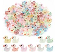 DiULi Mini Resin Duck, 110 Pcs Flash Cute Mini Toy Duck, Suitable for Aquariums, Doll Houses, Fairy Garden DIY, Potted Plants, Landscape Decoration