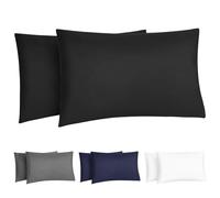 DiULi Pillow Cases, 2Pcs Ultra-Soft Polyester Pillow Covers Elastic band Microfibre pillow sheet Breathable Fade & Wrinkle Resistant Pillowcases 60x40cm for Various Pillow（Black）