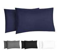 DiULi Pillow Cases, 2Pcs Ultra-Soft Polyester Pillow Covers Elastic band Microfibre pillow sheet Breathable Fade & Wrinkle Resistant Pillowcases 60x40cm for Various Pillow（Navy）