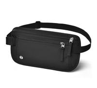 DiULi RFID Blocking Money Belt for Travel, Hidden Bum Bag with Adjustable Elastic Waist Strap, Secure Passport Pouch with 5 Free Card Sleeves, Anti-Pickpocket Protection for Cash & Phone Black