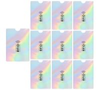 DiULi RFID Card Holder,10PCS RFID Blocking Card Sleeves for Women Men, Anti-Theft NFC Blocker Sleeves for Debit Cards, Passport & ID Protection, Secure Holder for Wallets & Travel,Laser Silver
