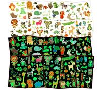 DiULi Tattoos for Kids Animal - Waterproof Glow 10PC Safari Pack - Boys Girls Jungle Party Bag Filler, School Rewards & Animal Theme Kids Birthday Party Supplies