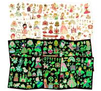 DiULi Tattoos for Kids Princess - Glow Stickers 10PC Royal Castle - Girls Birthday Party Bag Filler, Christmas Dress-Up Kit & Fairy Tale Kids Birthday Party Supplies