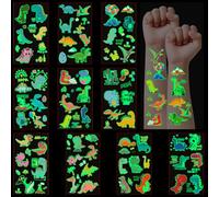 DiULi Temporary Tattoo for Kids, 10 Sheets Dinosaur Cartoon Tattoo Stickers, Glitter Tattoos for Kids, Waterproof Fake Tattoos Stickers for Boys Girls Birthday Gift Party Bag Filler