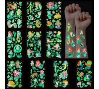 DiULi Temporary Tattoo for Kids 10 Sheets,Mermaids Glitter Cartoon | Waterproof,glitter design,mermaid theme,for boys girls,birthday gift,party bag filler,easy to apply