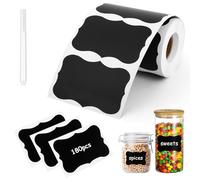 DiULi Waterproof Labels for Jars 180pcs with White Marker, Self Adhesive Easy Peel Scalloped Edge Jar Labels for Kitchen Pantry Organisation, Removable Bottle Stickers for Jam Spice and Food Storage