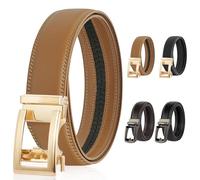 DiULi Women's Khaki Belt with Gold Automatic Buckle Adjustable Belt, Leather Ratchet Belt, Suitable for Formal Wear, Casual Pants, Jeans, Dresses, Suitable for All Occasions