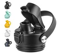 Diumepo Auto Spout Lid for YETI Rambler Bottles, Replacement Lids for Yeti 12oz 18oz 26oz 36oz 64oz Water Bottle, Water Bottle Cap for YETI Rambler, Flexible Handle (Black)