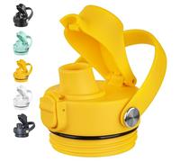 Diumepo Lids for YETI Rambler 12oz 18oz 26oz 36oz 64oz Water Bottle, Replacement Cap for Yeti Rambler Bottle with Flexible Handle, BPA Free (Yellow)