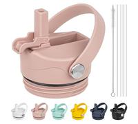 Diumepo Replacement Lid for Yeti Rambler Water Bottle, Straw Lid with Flexible Handle for Yeti Rambler 12/18/26/36/64oz Bottle, Leakproof, BPA Free (Pink)