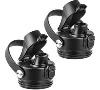 Diumepo Replacement Lid for Yeti Water Bottle 12oz 18oz 26oz 36oz 64oz, Auto Spout Lid Chug Cap for YETI Rambler Bottle with Flexible Handle (Black 2PCS)