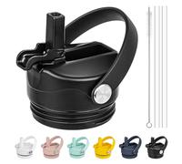 Diumepo Straw Lid for Yeti Rambler Jr & Rambler Water Bottle, Replacement Cap with Straw, Dust Cover, Flexible Handle (Black)
