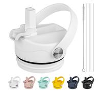 Diumepo Straw Lid for Yeti Rambler Jr & Rambler Water Bottle, Replacement Cap with Straw, Dust Cover, Flexible Handle (White)