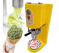 DIUNAOZI Creative Spaghetti Ice Cream Machine with 4 Shape Molds, Electric Ice Cream Noodle Machine 28-30 L/H Noodle Pasta Ice Cream Maker for Home Parties, Snack Bars yellow