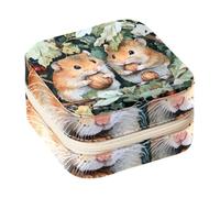 Diusye Small Jewellery Box for Ring Earring Necklace Bracelet Bangle, Mini Travel Jewelry Case Storage Organiser for Women Girls Gifts - Hamsters on Leave Jungle