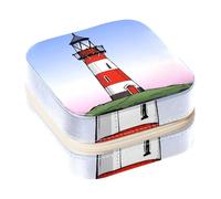 Diusye Small Jewellery Box for Ring Earring Necklace Bracelet Bangle, Mini Travel Jewelry Case Storage Organiser for Women Girls Gifts - Lighthouse on the Sea
