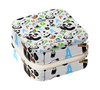 Diusye Small Jewellery Box for Ring Earring Necklace Bracelet Bangle, Mini Travel Jewelry Case Storage Organiser for Women Girls Gifts - Panda and Music Pattern