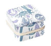 Diusye Small Jewellery Box for Ring Earring Necklace Bracelet Bangle, Mini Travel Jewelry Case Storage Organiser for Women Girls Gifts - Rabbit Bird and Eggs
