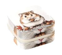 Diusye Small Jewellery Box for Ring Earring Necklace Bracelet Bangle, Mini Travel Jewelry Case Storage Organiser for Women Girls Gifts - Hamster Hold Hazelnut