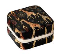 Diusye Small Jewellery Box for Ring Earring Necklace Bracelet Bangle, Mini Travel Jewelry Case Storage Organiser for Women Girls Gifts - African Giraffe on Tribal Pattern