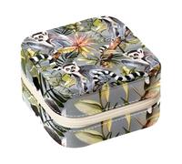 Diusye Small Jewellery Box for Ring Earring Necklace Bracelet Bangle, Mini Travel Jewelry Case Storage Organiser for Women Girls Gifts - Grey Lemurs Wild Animal