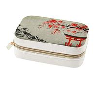 Diusye Velvet Jewelry Box for Women Girl, Travel Jewelry Organizer Storage Case with Removable Tray for Necklace Earrings Bracelets Rings - Retro Scenery Japanese Style