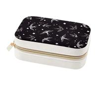 Diusye Velvet Jewelry Box for Women Girl, Travel Jewelry Organizer Storage Case with Removable Tray for Necklace Earrings Bracelets Rings - Flying Swallow Bird