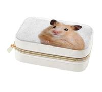 Diusye Velvet Jewelry Box for Women Girl, Travel Jewelry Organizer Storage Case with Removable Tray for Necklace Earrings Bracelets Rings - Cute Hamster