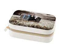 Diusye Velvet Jewelry Box for Women Girl, Travel Jewelry Organizer Storage Case with Removable Tray for Necklace Earrings Bracelets Rings - Abandoned Farm Tractor