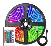 Diuturnous RGB LED Strip Lights with 24 Keys Remote, 16 Colors, USB Powered. (2 metres)