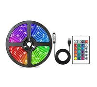 Diuturnous USB Powered LED Strip Lights, 24 Keys Remote RGB 5050 Flexible LED Lights, 16 Dimmable Colors for Decoration (1m)