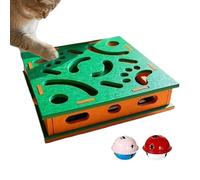 Diuyzoc Cat Scratch Puzzle, Double-Ball Play System, 40x40x8cm, Cat Nail File Enrichment Box, Bell Ball Felt Kitten Scratch Puzzle, Adjustable Sound Modes, For Kitten Dog Small Med Large