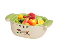 Diuyzoc Fruit Washing Bowl with Strainer, Sturdy Safe Design, 19.8x11.1x7.1cm, Multi-Function Drain Basket, Kitchen Double Layer Draining Basket, Easy to Use, for Cooked Pasta Rice Berry
