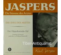 div. Künstler - KARL JASPERS / Die Stimme des Arztes / DIE IDEE DES ARZTES / Der Hippokratische Eid - Griechisch und deutsch von Wolfgang Schadewaldt / 1960 / Klapp-Bildhülle mit mit 4 seitiger original Text-Einheftung / WERK-VERLAG # ASWV 001 / BAYER WERBEPLATTE