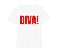 Diva! - Bold Statement Slogan T-Shirt, Women's Plus, White, 6X