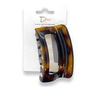 Diva Open Rectangle Claw Elegant & Premium Hair Claw Clip | All Hair Types Thick & Thin | Quality Materials | Chic & Fashionable | Durable Grip & Secure Hold (Gold Tortoiseshell, 9 CM / 3.5 INCH)