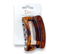 Diva Open Rectangle Elegant & Premium Hair Claw Clip | All Hair Types Thick & Thin | Quality Materials | Chic & Fashionable | Durable Grip & Secure Hold (Amber Tortoiseshell, 9 CM / 3.5 INCH)