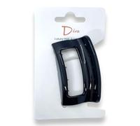 Diva Open Rectangle Elegant & Premium Hair Claw Clip | All Hair Types Thick & Thin | Quality Materials | Chic & Fashionable | Durable Grip & Secure Hold (Black, 6 CM / 2.4 INCH)