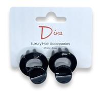 Diva Open Round Elegant & Premium Hair Claw Clip | 3 CM / 1.2 INCH | Amber or Gold Tortoiseshell, Black | Quality Materials | Durable Grip & Secure Hold (Black, 3 CM / 1.2 INCH)