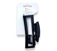 Diva Open Square Premium Claw Clip | 11.5CM / 4.5 INCH | Quality Materials | Amber & Gold Tortoiseshll, Black | All Hair Types Thick & Thin | Durable Grip & Secure Hold (Black)