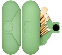 DivaDwell Depot Silicone Makeup Brush Holder with Cleaning Pad - Travel Brush Organizer Case, Magnetic Closure Waterproof Cosmetic Bag for Easy Storage & On-the-Go Cleaning (9.05 Inch)