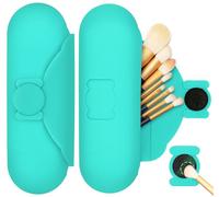 DivaDwell Depot Silicone Makeup Brush Holder with Cleaning Pad - Travel Brush Organizer Case, Magnetic Closure Waterproof Cosmetic Bag for Easy Storage & On-the-Go Cleaning (9.05, Ocean Blue