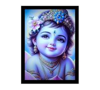DivaFrames Baby Krishna Photo Frame - Bal Gopal Painting for Wall Decoration, Makhan Chor 10x14 Inch Art for Pooja Room, Living Room Wall Decor
